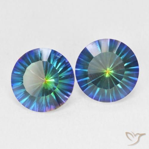 3.27 ctw Multicolor Mystic Quartz Stones, Natural Mystic Quartz in Round Concave Cut Shape for Sale