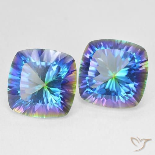 13.12 ctw Multicolor Mystic Quartz Stones, Natural Mystic Quartz in Cushion Concave Cut Shape for Sale
