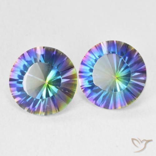 3.24 ctw Multicolor Mystic Quartz Stones, Natural Mystic Quartz in Round Concave Cut Shape for Sale
