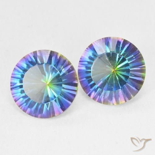 3.34 ctw Multicolor Mystic Quartz Stones, Natural Mystic Quartz in Round Concave Cut Shape for Sale