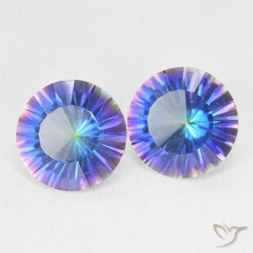 3.27 ctw Multicolor Mystic Quartz Stones, Natural Mystic Quartz in Round Concave Cut Shape for Sale