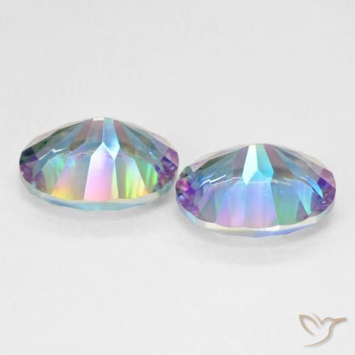 Mystic Quartz Gemstones in 11 x 9 mm (calibrated) Size for Sale, Mystic Quartz Stones in Multicolor Blue Color