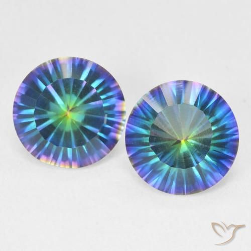 3.06ctw Natural Multicolor Blue Mystic Quartz, Round, VVS-VS