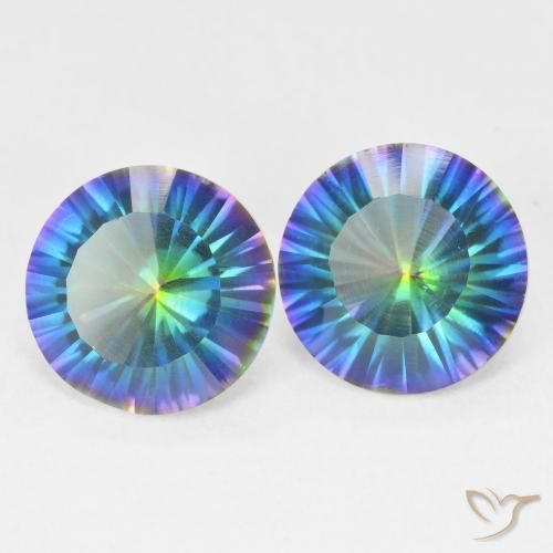 3.06 ctw Multicolor Mystic Quartz Stones, Natural Mystic Quartz in Round Concave Cut Shape for Sale