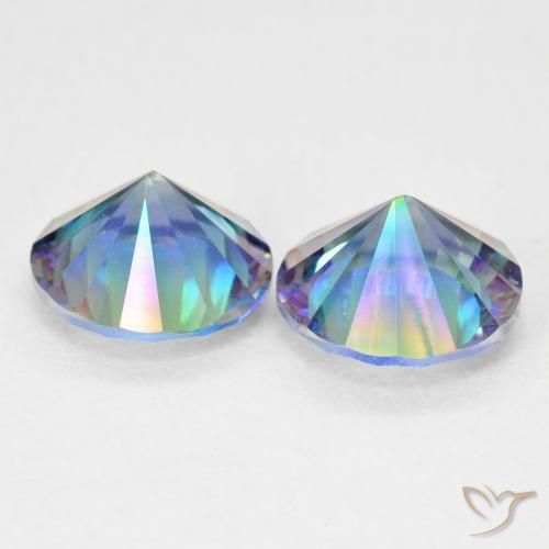 Mystic Quartz Gemstones in 8 mm (calibrated) Size for Sale, Mystic Quartz Stones in Multicolor Blue Color