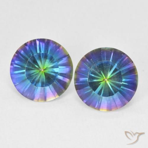 3.19ctw Natural Multicolor Blue Mystic Quartz, Round, VVS-VS