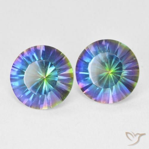 3.19 ctw Multicolor Mystic Quartz Stones, Natural Mystic Quartz in Round Concave Cut Shape for Sale