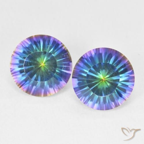 Quartz mystique multicolore de 3,37 ct, coupe concave ronde de 8,1 mm du Brésil, Photo A