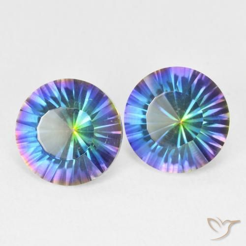 3.37 ctw Multicolor Mystic Quartz Stones, Natural Mystic Quartz in Round Concave Cut Shape for Sale