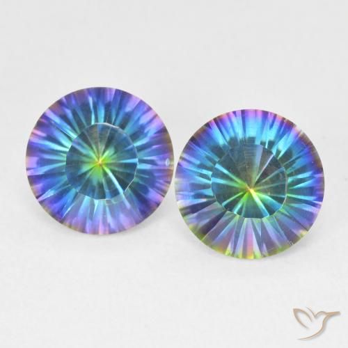 Quartz mystique multicolore de 3,27 ct, coupe concave ronde de 8 mm du Brésil, Photo A