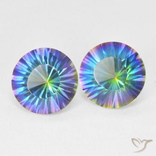 3.27 ctw Multicolor Mystic Quartz Stones, Natural Mystic Quartz in Round Concave Cut Shape for Sale