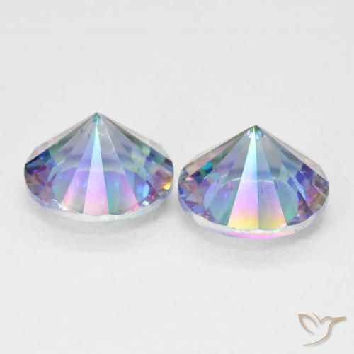 Mystic Quartz Gemstones in 8 mm (calibrated) Size for Sale, Mystic Quartz Stones in Multicolor Blue Color