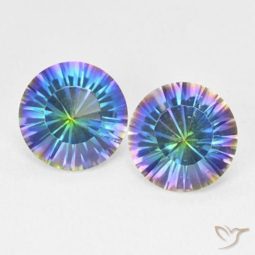 3.13 ct Multicolor Mystic Quartz, 8 mm Round Concave Cut From Brazil, Photo A