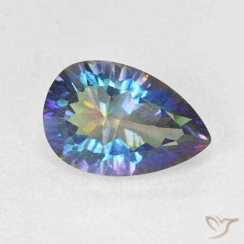 3.05 ct Multicolor Mystic Quartz Stone, Natural Mystic Quartz in Pear Concave Cut Shape for Sale