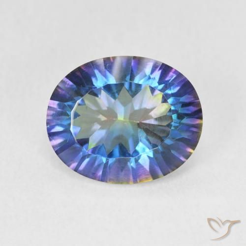 Quartz mystique multicolore de 2,91 ct, coupe concave ovale de 11 x 9 mm du Brésil, Photo A