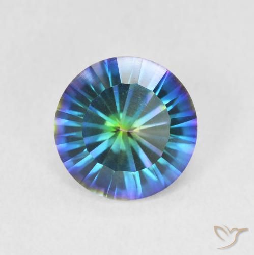 1.52 ct Multicolor Mystic Quartz Gemstone, Mystic Quartz Gem in Round Concave Cut Shape for Sale.