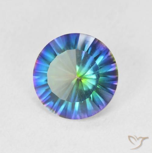 1.52 ct Multicolor Mystic Quartz Stone, Natural Mystic Quartz in Round Concave Cut Shape for Sale