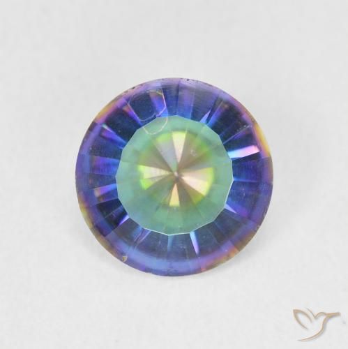 Quartz mystique rond concave de 1,39 ct, 8 mm du Brésil, Photo A