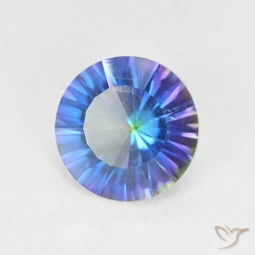 1.65 ct Multicolor Mystic Quartz Stone, Natural Mystic Quartz in Round Concave Cut Shape for Sale