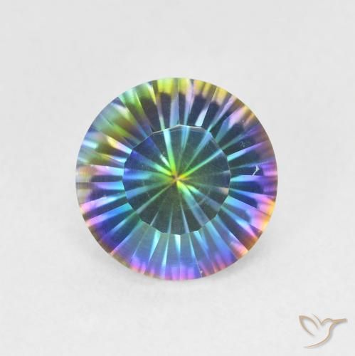 1.69 ct Multicolor Mystic Quartz Gemstone, Mystic Quartz Gem in Round Concave Cut Shape for Sale.