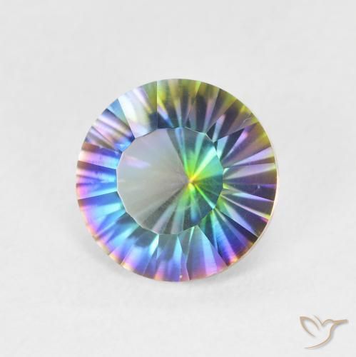1.69 ct Multicolor Mystic Quartz Stone, Natural Mystic Quartz in Round Concave Cut Shape for Sale