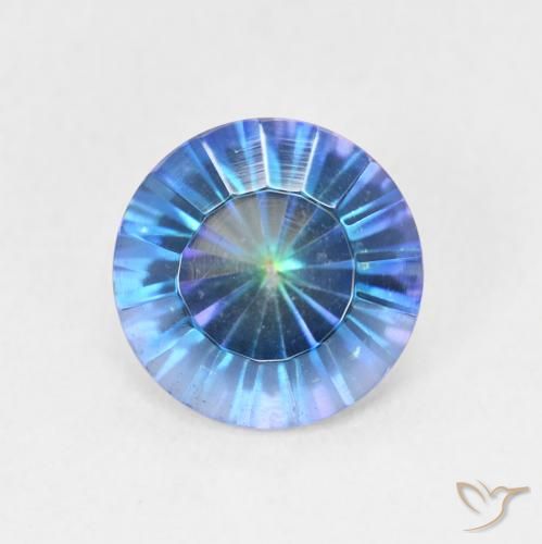 1.72ct Natural Multicolor Blue Mystic Quartz, Round, VVS-VS