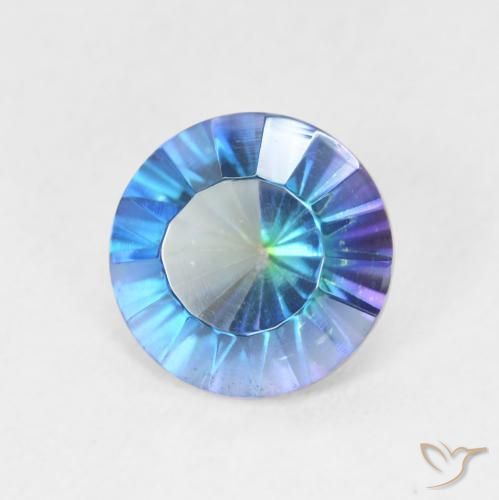 1.72 ct Multicolor Mystic Quartz Stone, Natural Mystic Quartz in Round Concave Cut Shape for Sale