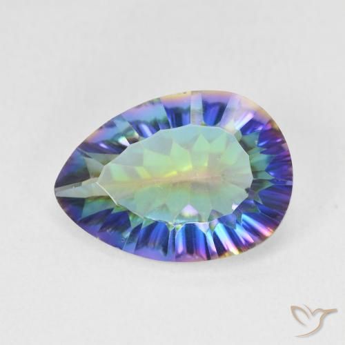 4.68 ct Multicolor Mystic Quartz Gemstone, Mystic Quartz Gem in Pear Concave Cut Shape for Sale.