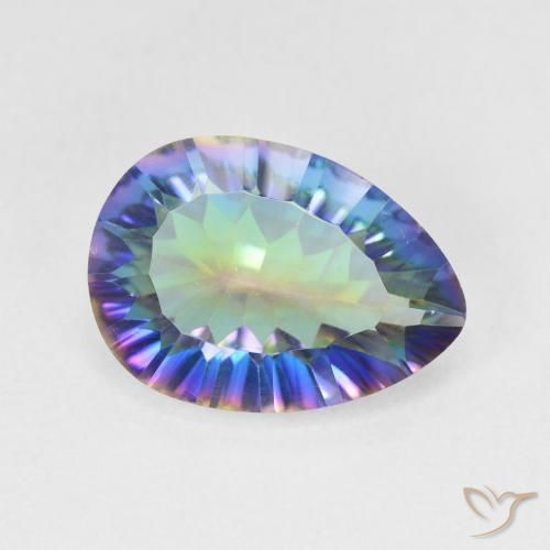 4.68 ct Multicolor Mystic Quartz Stone, Natural Mystic Quartz in Pear Concave Cut Shape for Sale