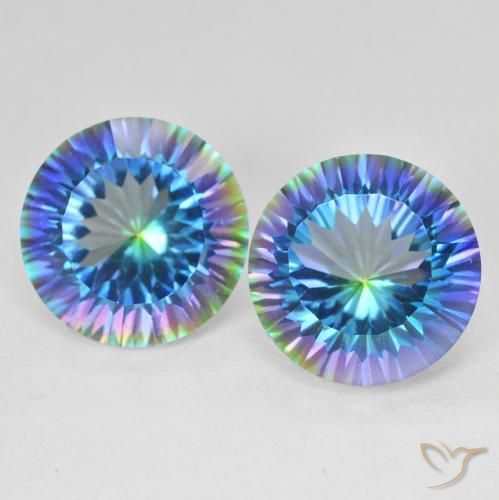 11.92ctw Natural Multicolor Blue Mystic Quartz, Round, VS