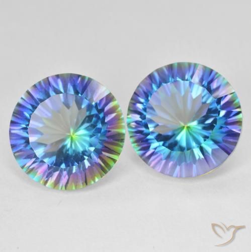 11.92 ctw Multicolor Mystic Quartz Stones, Natural Mystic Quartz in Round Concave Cut Shape for Sale