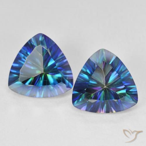 5.94ctw Natural Multicolor Blue Mystic Quartz, Trillion, VS
