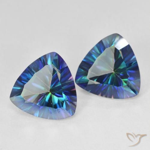 5.94 ctw Multicolor Mystic Quartz Stones, Natural Mystic Quartz in Trillion Concave Cut Shape for Sale