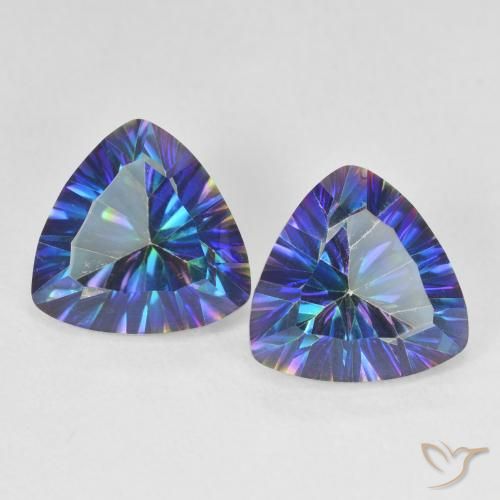 6.10ctw Natural Multicolor Blue Mystic Quartz, Trillion, VS