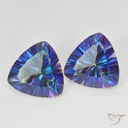 6.10 ctw Multicolor Mystic Quartz Stones, Natural Mystic Quartz in Trillion Concave Cut Shape for Sale