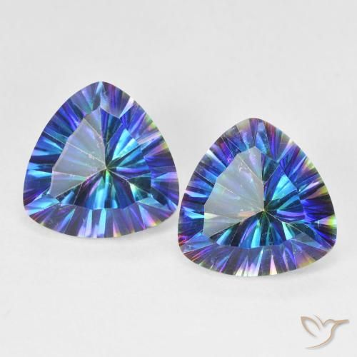 5.94ctw Natural Multicolor Blue Mystic Quartz, Trillion, VS