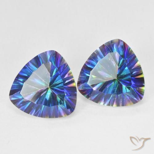 5.94 ctw Multicolor Mystic Quartz Stones, Natural Mystic Quartz in Trillion Concave Cut Shape for Sale