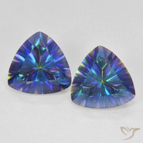 4.63 ctw Multicolor Mystic Quartz Gemstones, Mystic Quartz Gems in Trillion Concave Cut Shape for Sale.