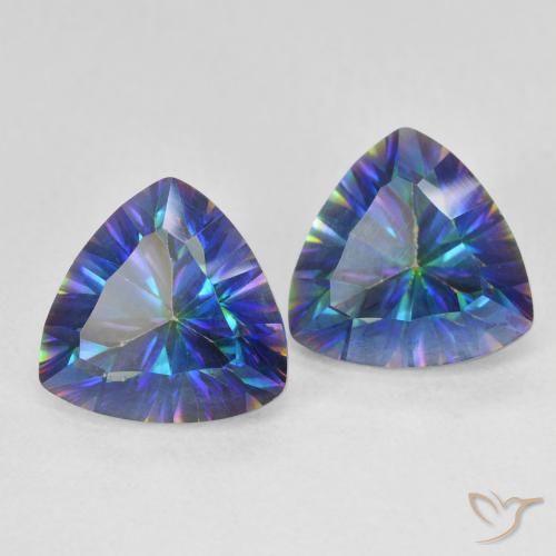 4.63 ctw Multicolor Mystic Quartz Stones, Natural Mystic Quartz in Trillion Concave Cut Shape for Sale