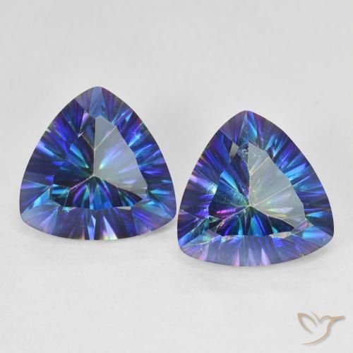 6.11ctw Natural Multicolor Blue Mystic Quartz, Trillion, VS