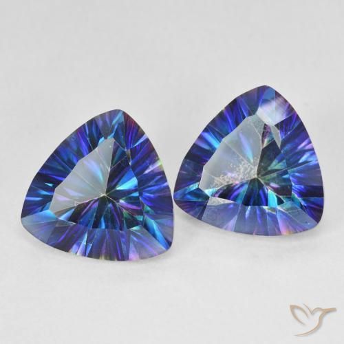 6.11 ctw Multicolor Mystic Quartz Stones, Natural Mystic Quartz in Trillion Concave Cut Shape for Sale