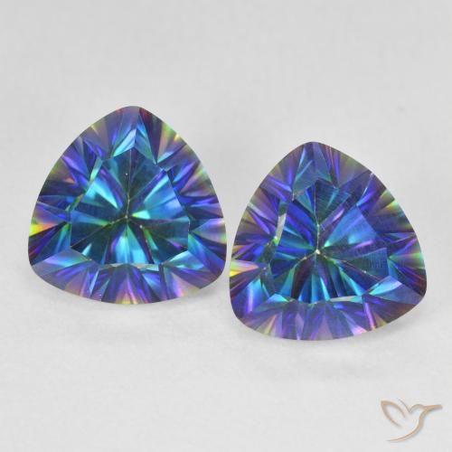 5.24ctw Natural Multicolor Blue Mystic Quartz, Trillion, VS