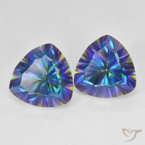 5.24 ctw Multicolor Mystic Quartz Stones, Natural Mystic Quartz in Trillion Concave Cut Shape for Sale
