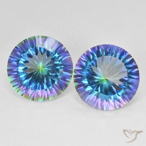 11.68ctw Natural Multicolor Blue Mystic Quartz, Round, VS