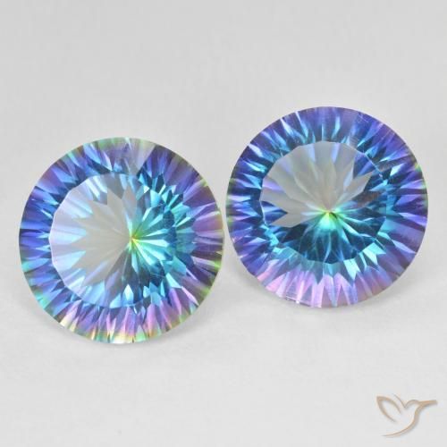 11.68 ctw Multicolor Mystic Quartz Stones, Natural Mystic Quartz in Round Concave Cut Shape for Sale
