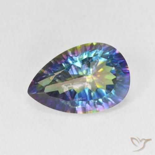 3.17 ct Multicolor Mystic Quartz Gemstone, Mystic Quartz Gem in Pear Concave Cut Shape for Sale.