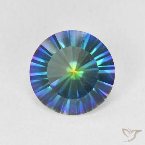 1.58ct Natural Multicolor Blue Mystic Quartz, Round, VVS