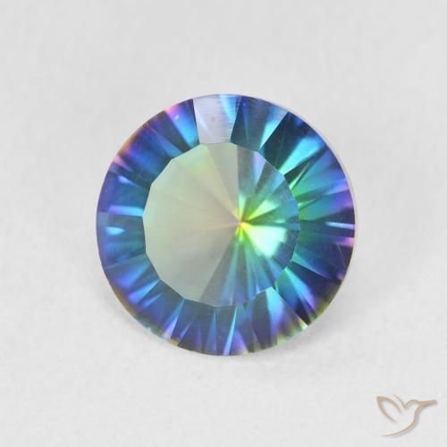 1.58 ct Multicolor Mystic Quartz Stone, Natural Mystic Quartz in Round Concave Cut Shape for Sale