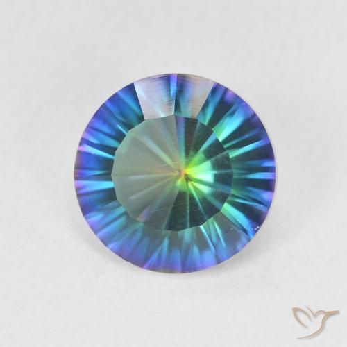 1.59 ct Multicolor Mystic Quartz Stone, Natural Mystic Quartz in Round Concave Cut Shape for Sale
