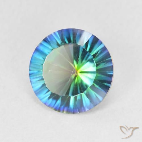 1.72 ct Multicolor Mystic Quartz Stone, Natural Mystic Quartz in Round Concave Cut Shape for Sale
